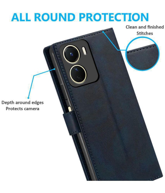 Fashionury Blue Flip Cover Leather Compatible For Vivo Y16 ( Pack of 1 ) - Blue