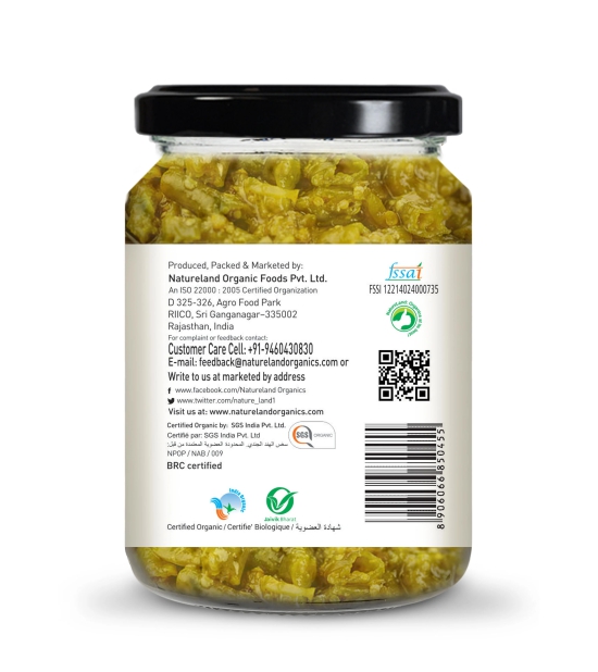 Natureland Organics Green Chilli And Garlic Pickle, 350 gm Each - Pack of 2