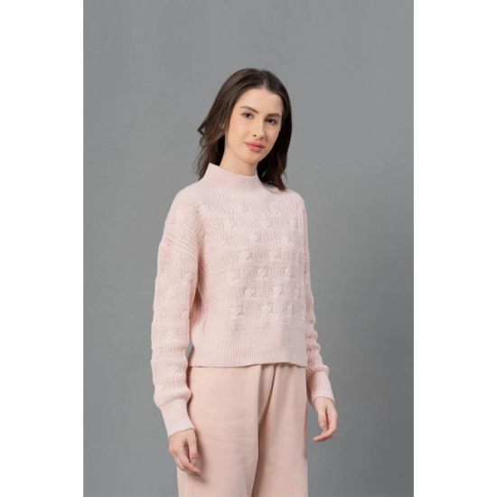 Mode By RedTape Women Peach Texture Design Sweater