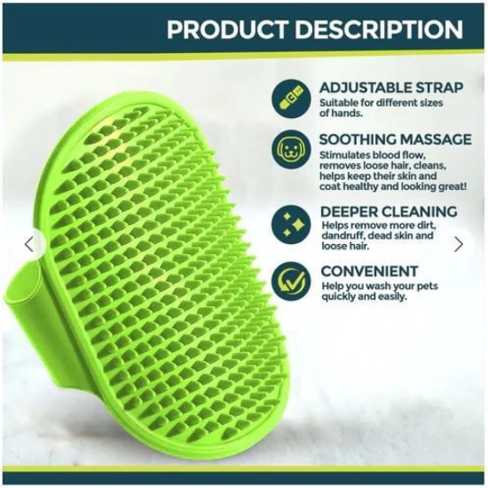 Chullbull Rubber Bristles Hand Brush Comb for Dogs Green-M