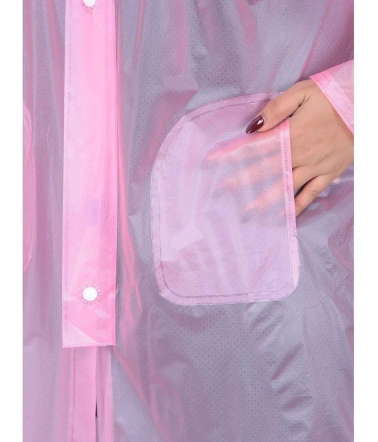 Dollar Polyester Long Raincoat - Pink - None