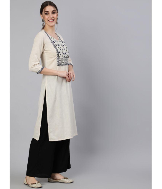 Antaran - Off White Cotton Womens Straight Kurti ( Pack of 1 ) - None