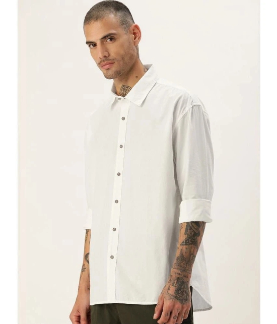 Bene Kleed 100% Cotton Oversized Fit Solids Full Sleeves Mens Casual Shirt - White ( Pack of 1 ) - None