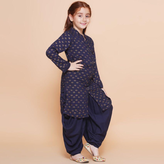 Arshia Fashions Blue Rayon Girls Patiala Kurta Set ( Pack of 1 ) - None