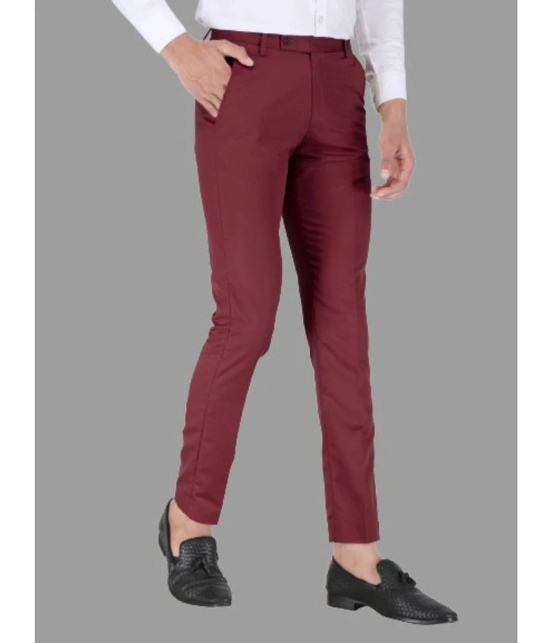 Playerz - Maroon Polycotton Slim - Fit Mens Formal Pants ( Pack of 1 ) - None