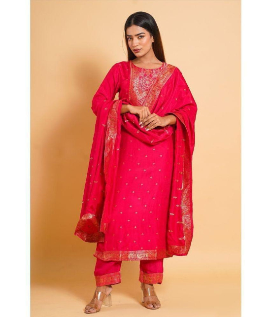 Estela - Pink Straight Viscose Women's Stitched Salwar Suit ( Pack of 1 ) - None