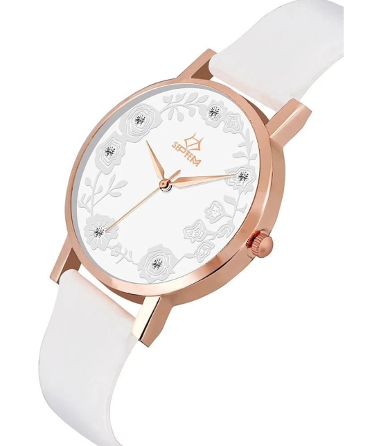 Septem Off White Leather Analog Womens Watch