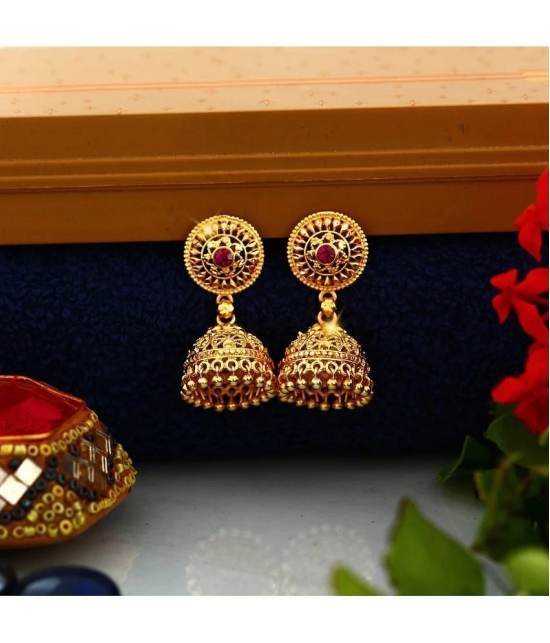 VIVASTRI Golden Jhumki Earrings ( Pack of 1 ) - Golden