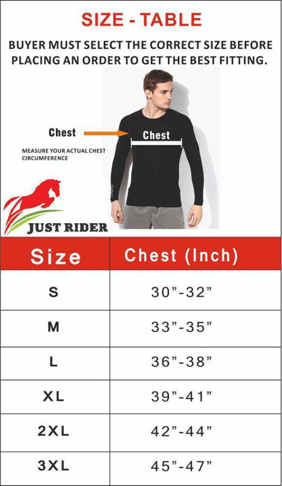 Just Rider Unisex 100% Polyester Compression T-Shirt, Top Full Sleeve Plain Athletic Fit Multi Sports Cycling, Cricket, Football, Badminton, Gym, Fitness & Other Outdoor Inner Wear - XL