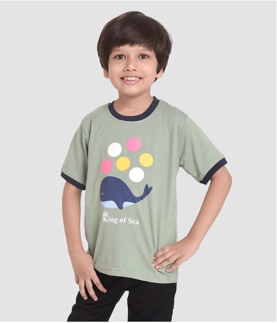 Neo Garments - Light Green Cotton Boy's T-Shirt ( Pack of 1 ) - None