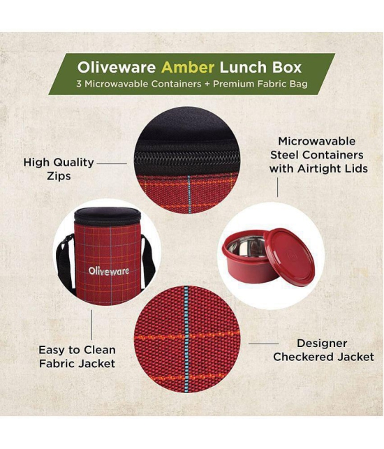 Oliveware Stainless Steel Lunch Box 3 - Container ( Pack of 1 )