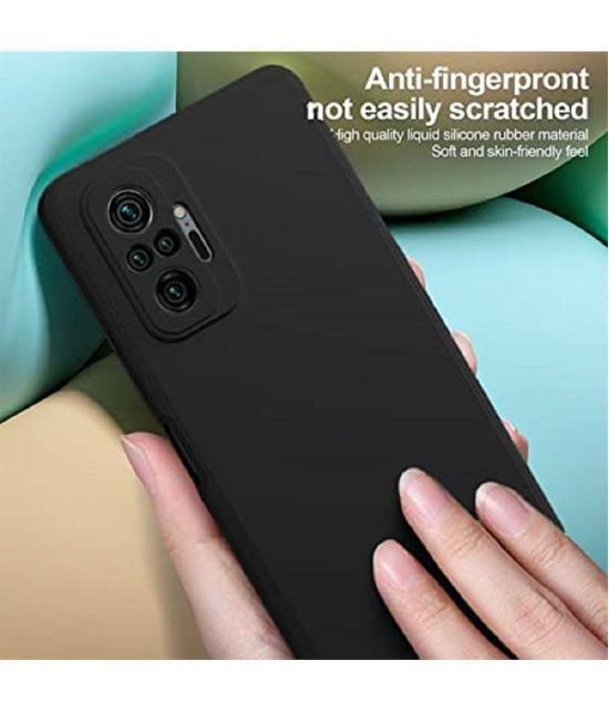 Case Vault Covers - Black Silicon Plain Cases Compatible For Xiaomi Redmi Note 10 Pro Max ( Pack of 1 ) - Black