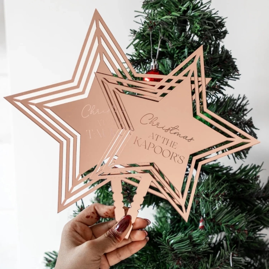 Personalized Tree Topper - Star - COD Not Applicable-Medium / Gold