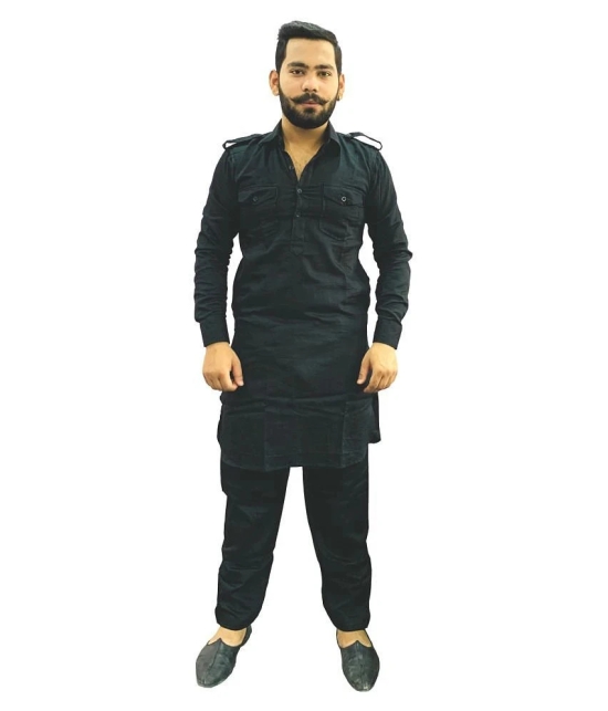 Preen Black Cotton Blend Kurta Pyjama Set Pack of 1 - None