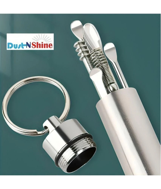 Dust n Shine 6-in-1 Ear Wax Cleaner - Reusable Ear Cleaning Tools with Aluminum Tube - Ear Pick Wax Remover Tool Kit with Ear Curette Cleaner and Spring Ear Buds Cleaner Fit in Pocket Great 