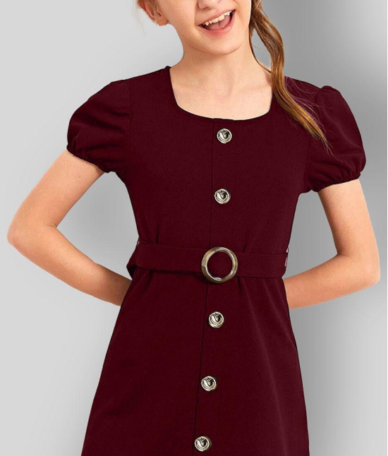 Addyvero Maroon Cotton Blend Girls A-line Dress ( Pack of 1 ) - None