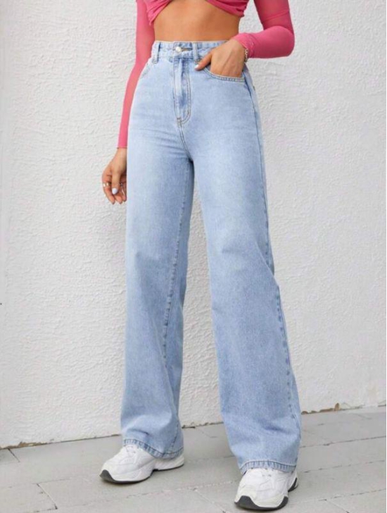 Combo of 2 Jeans (High Waist Wide Leg + Cargo)-Brown Cargo Denim / Dark Blue / 36