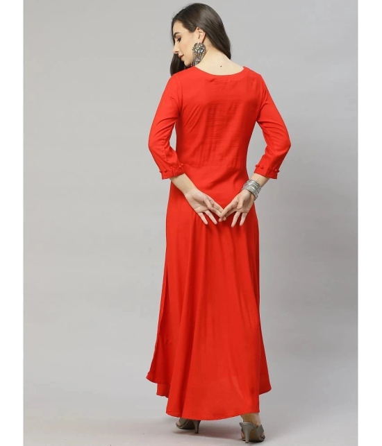 JC4U Rayon Red A- line Dress - Single - M