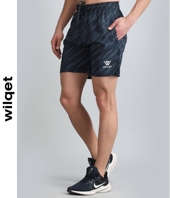 Mens Dryfit Printed Lycra Shorts-Navy / XXL