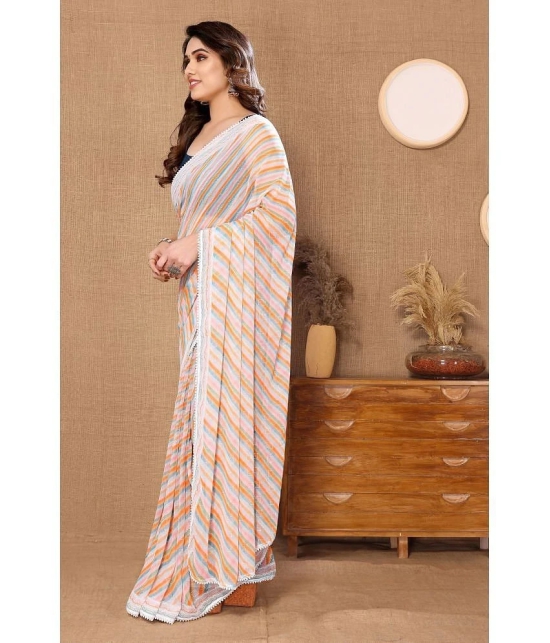 Gazal Fashions Georgette Striped Saree With Blouse Piece - Multicolour ( Pack of 1 ) - Multicolour