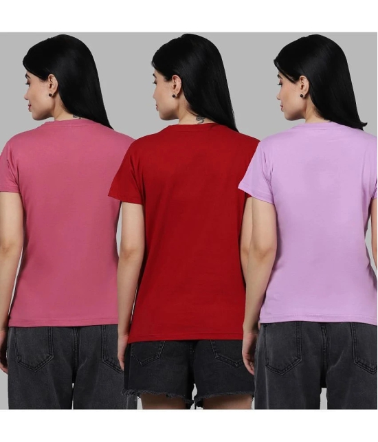 Fabflee - Multi Color Cotton Regular Fit Womens T-Shirt ( Pack of 3 ) - None