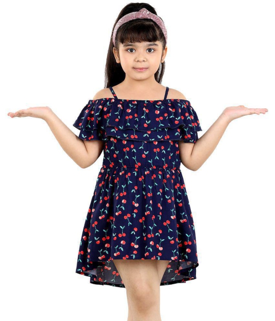 Naughty Ninos - Navy Cotton Girl's Asymmetric Dress ( Pack of 1 ) - None