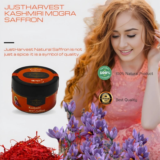 Justharvest Saffron, Kashmiri Mogra, Kesar, perfect for expecting mothers, pooja and Aroma 1gm