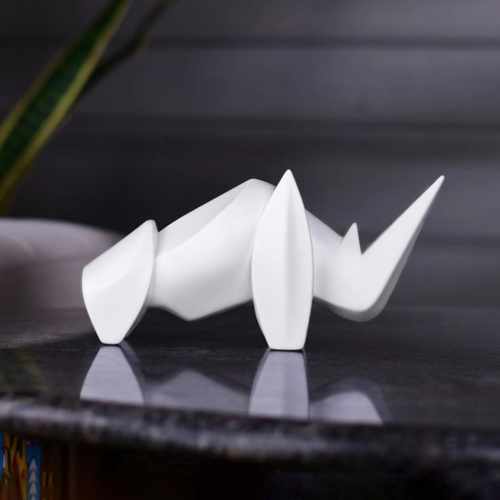 Artarium Resin Abstract Art Rhino Figurine Showpiece | Decorative Items - Home Decor | Showpiece for Tableware, Showpiece for Office and Gifting (1 Piece) (White)