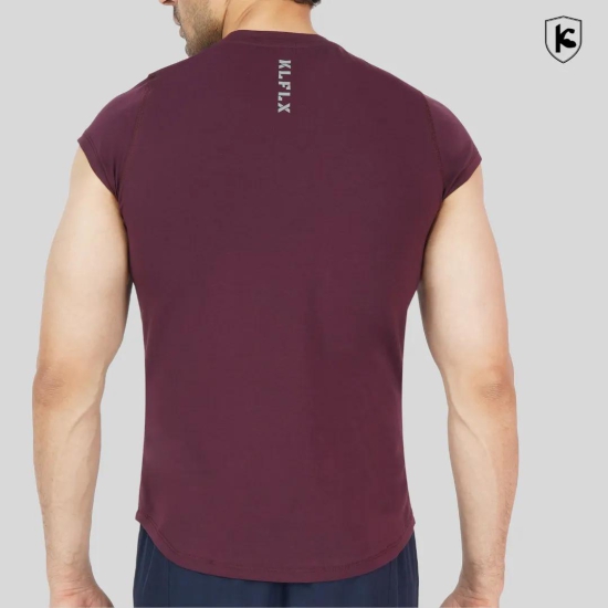 Mens Crop Sleeves Cotton Lycra T-shirt-XL / Maroon