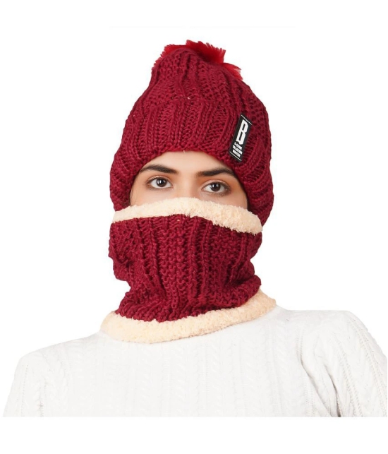 PENYAN - Maroon Woollen Womens Cap ( Pack of 1 ) - Maroon