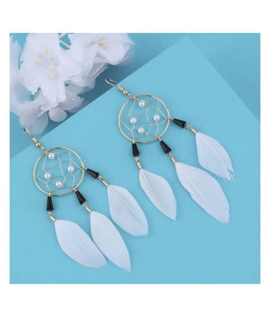 Silver Shine - White Drop Earrings ( Pack of 1 ) - White