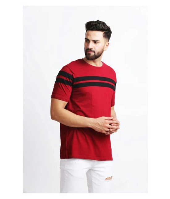 Leotude Cotton Maroon Striper T-Shirt - None