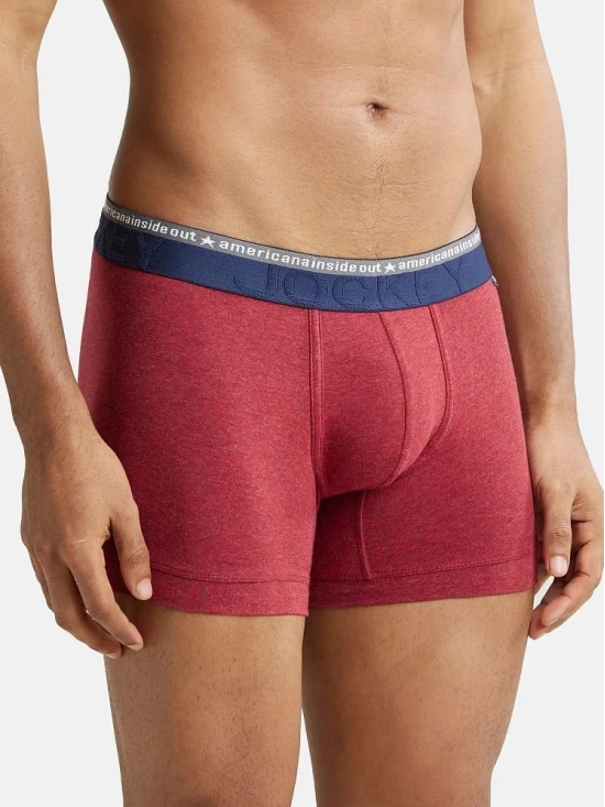 Jockey US60 Men Super Combed Cotton Elastane Solid Trunk - Red Melange - None