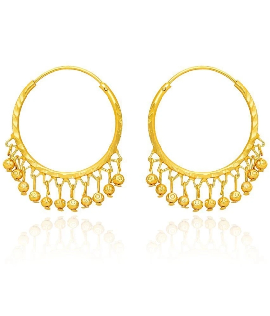 LUV FASHION Golden Hoops Earrings ( Pack of 1 ) - Golden