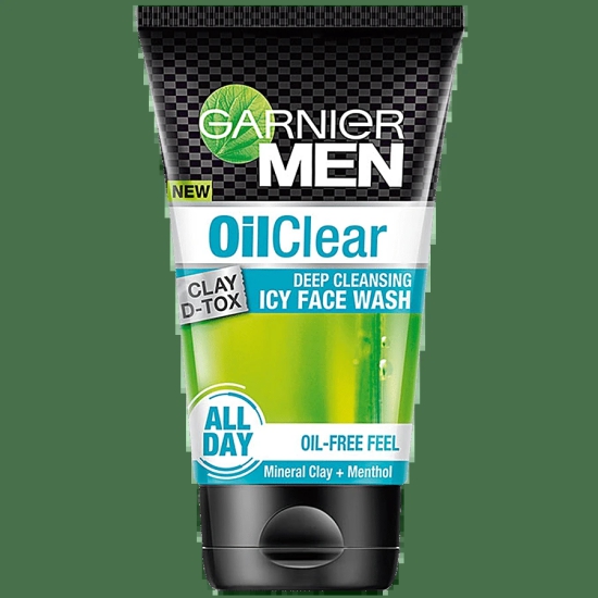 Garnier Men Oil Clear Clay D-Tox Deep Cleansing Icy Face Wash, 100 G