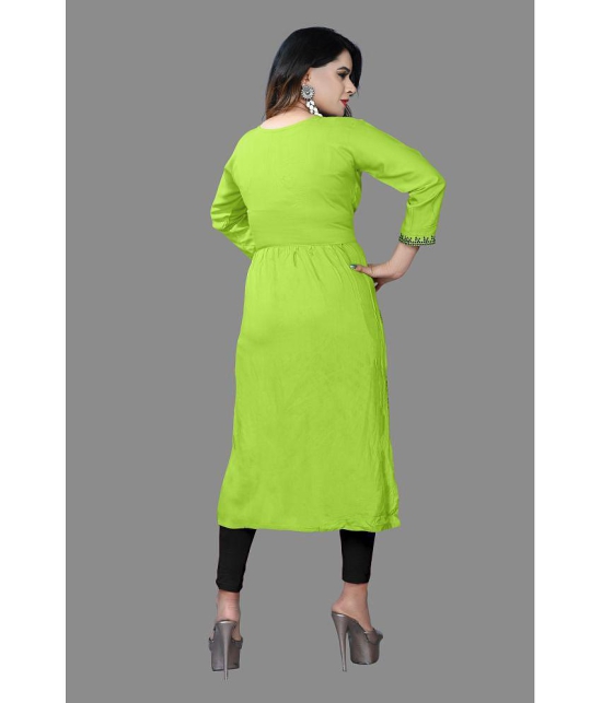 haya fashion - Lime Green Rayon Women's Straight Kurti ( Pack of 1 ) - None