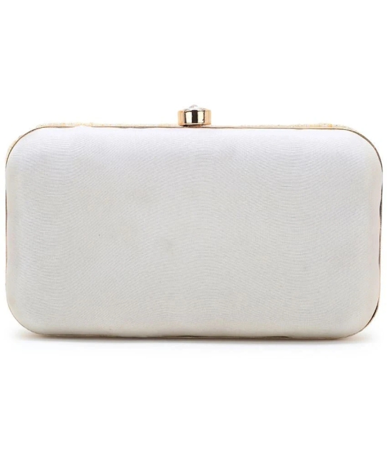 Anekaant White Silk Box Clutch - White