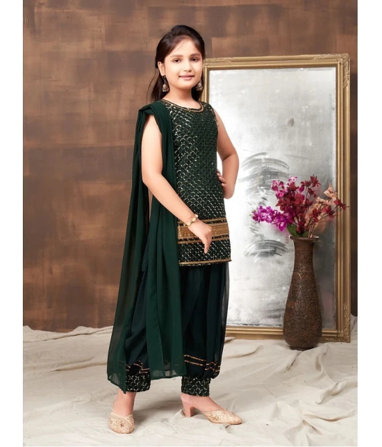 Aarika Dark Green Georgette Girls Suit Sets ( Pack of 1 ) - None