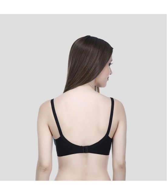 Elina - Black Cotton Non Padded Womens T-Shirt Bra ( Pack of 2 ) - None