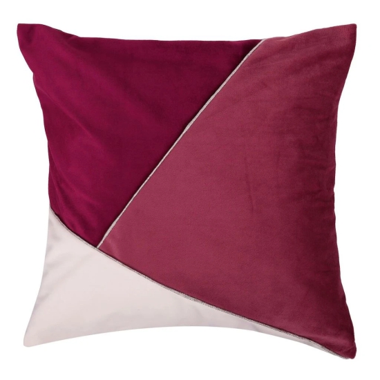 Luxury Velvet Color Block Cushion Cover - 16” x 16”