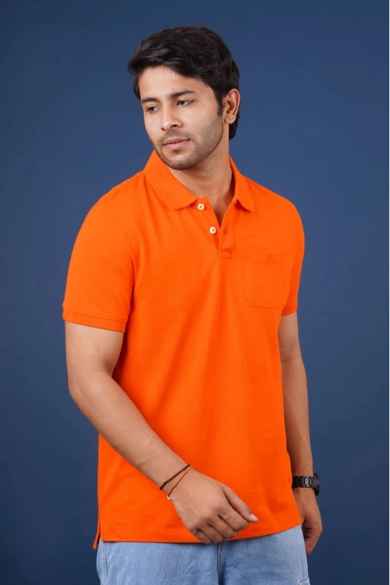 Men's Orange  Pocket Polo T-Shirt