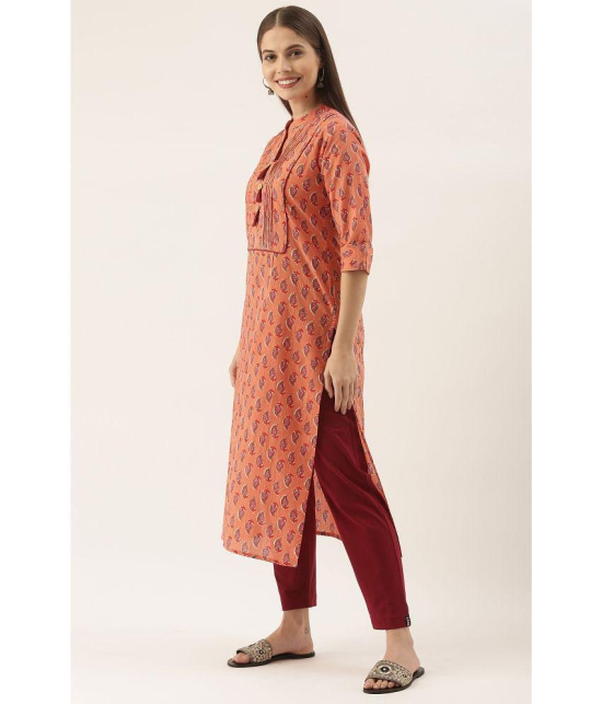 Rajnandini - Orange 100% Cotton Women's Straight Kurti ( Pack of 1 ) - None