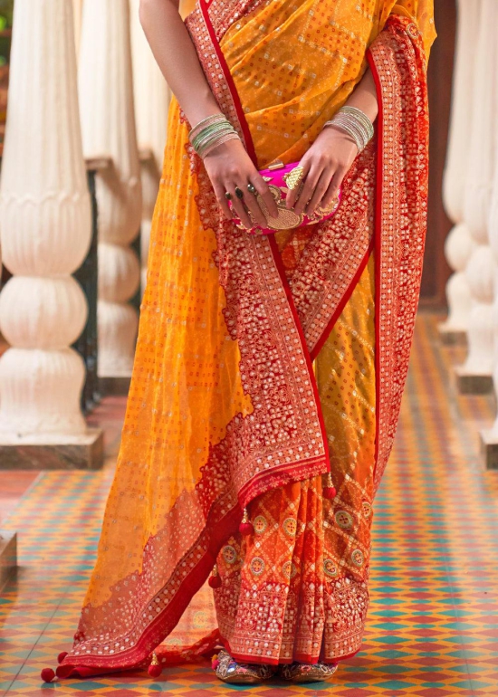 Buy Online Rich Look Yellow and Black Color Desigenr Saree-Online Saree  Shopping at Surat Sarees