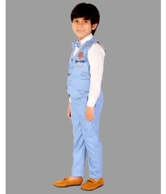 DKGF Fashion - Light Blue Cotton Blend Boys Shirt & Pants ( Pack of 1 ) - None