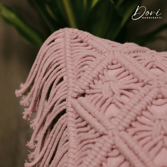 Pink Macrame Cushion Cover