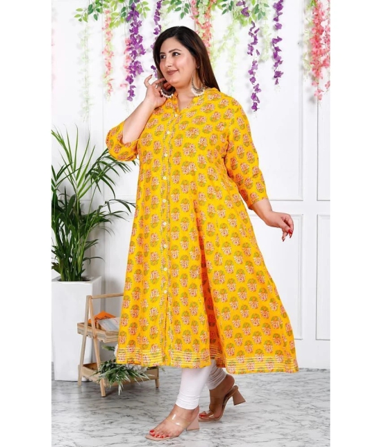 Swasti Cotton Blend Printed A-line Womens Kurti - Yellow ( Pack of 1 ) - None