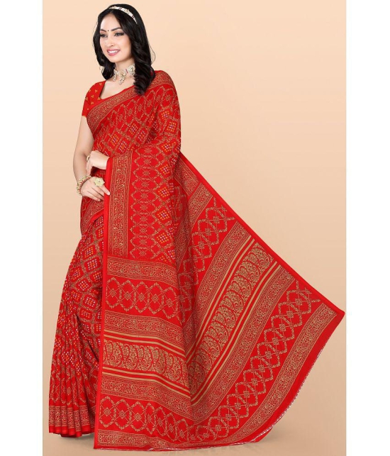 LEELAVATI - Red Georgette Saree With Blouse Piece ( Pack of 1 ) - Red