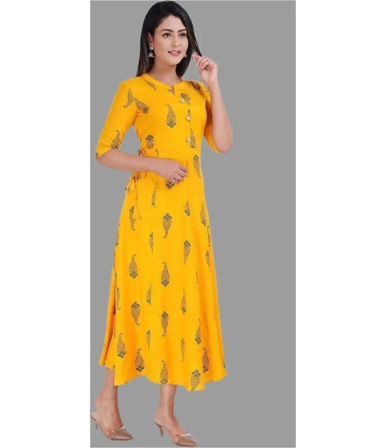 SIPET - Yellow Rayon Womens Anarkali Kurti ( Pack of 1 ) - None