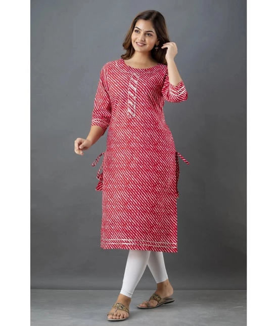 Lee Moda - Red Cotton Womens Straight Kurti ( Pack of 1 ) - None