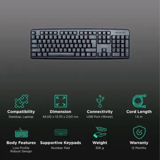 Croma Wired Keyboard (Robust Design, Black)